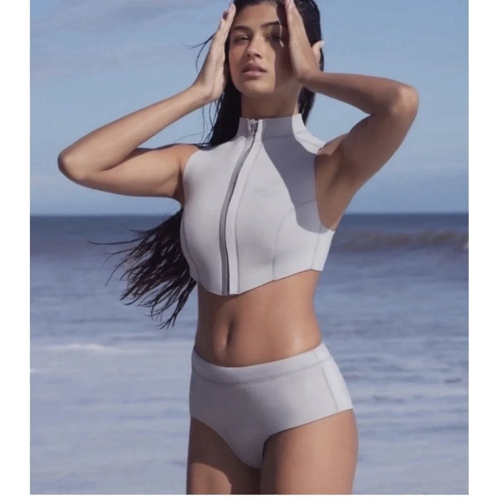 NWT Skims Swim Sport Cheeky Bottom XS Chrome Gray Scuba Bikini Bottoms
